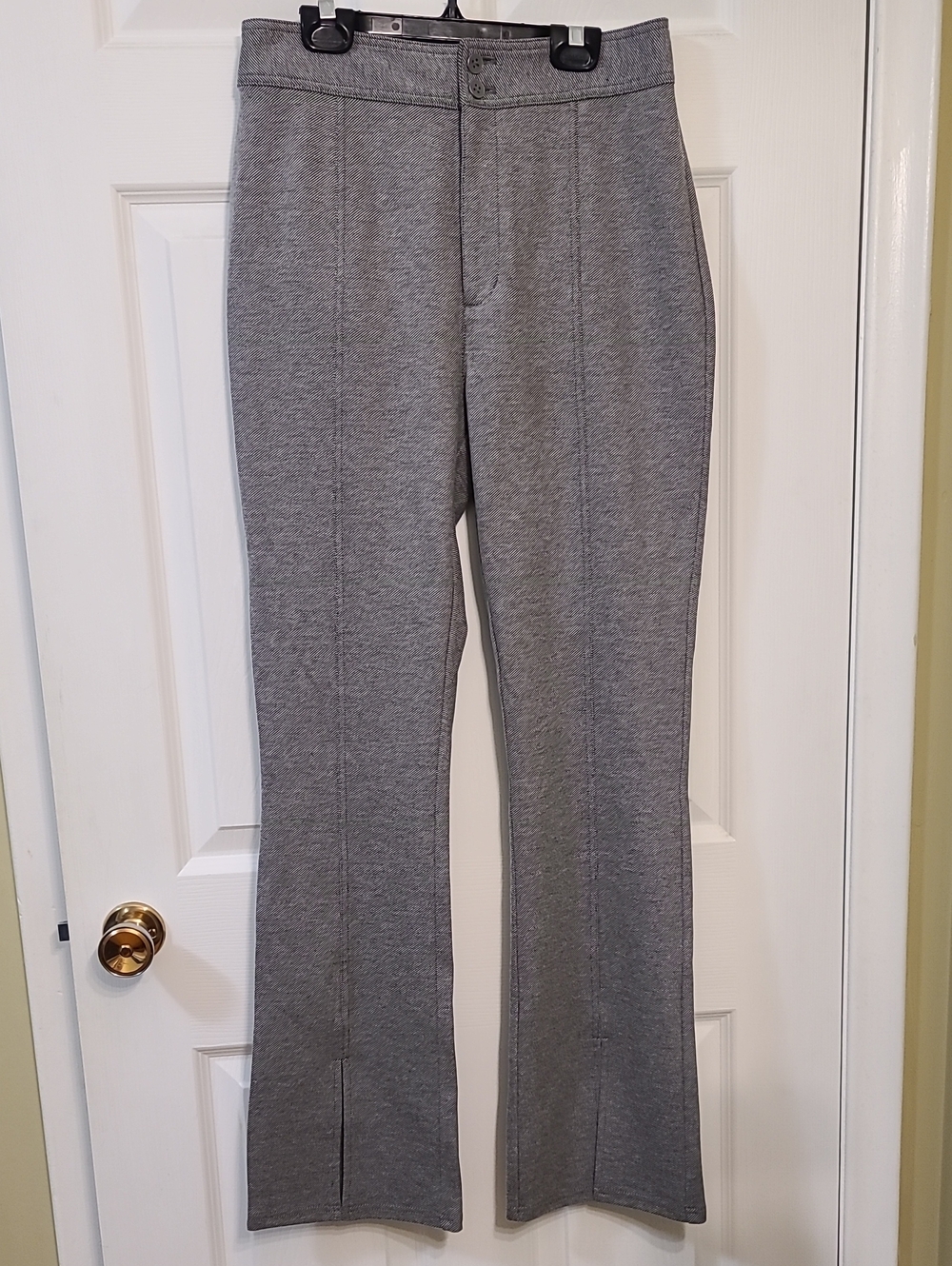 Maeve Anthropologie Seamed Flare Split Hem Pants Tailored Heather Grey Cotton